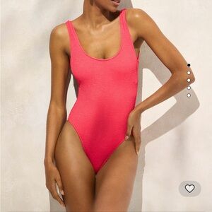 J. Crew Claudia Scrunchie One-Piece Swimsuit in Coral Pink